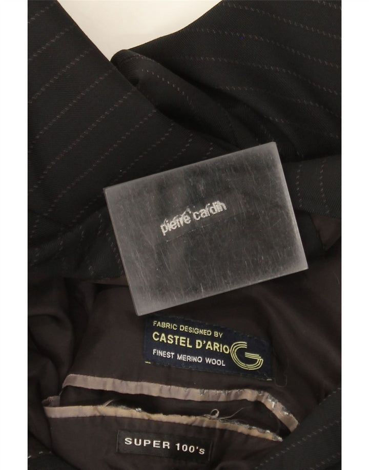 PIERRE CARDIN Herren 2-Knopf-Blazerjacke UK 38 Mittelschwarzer Nadelstreifen