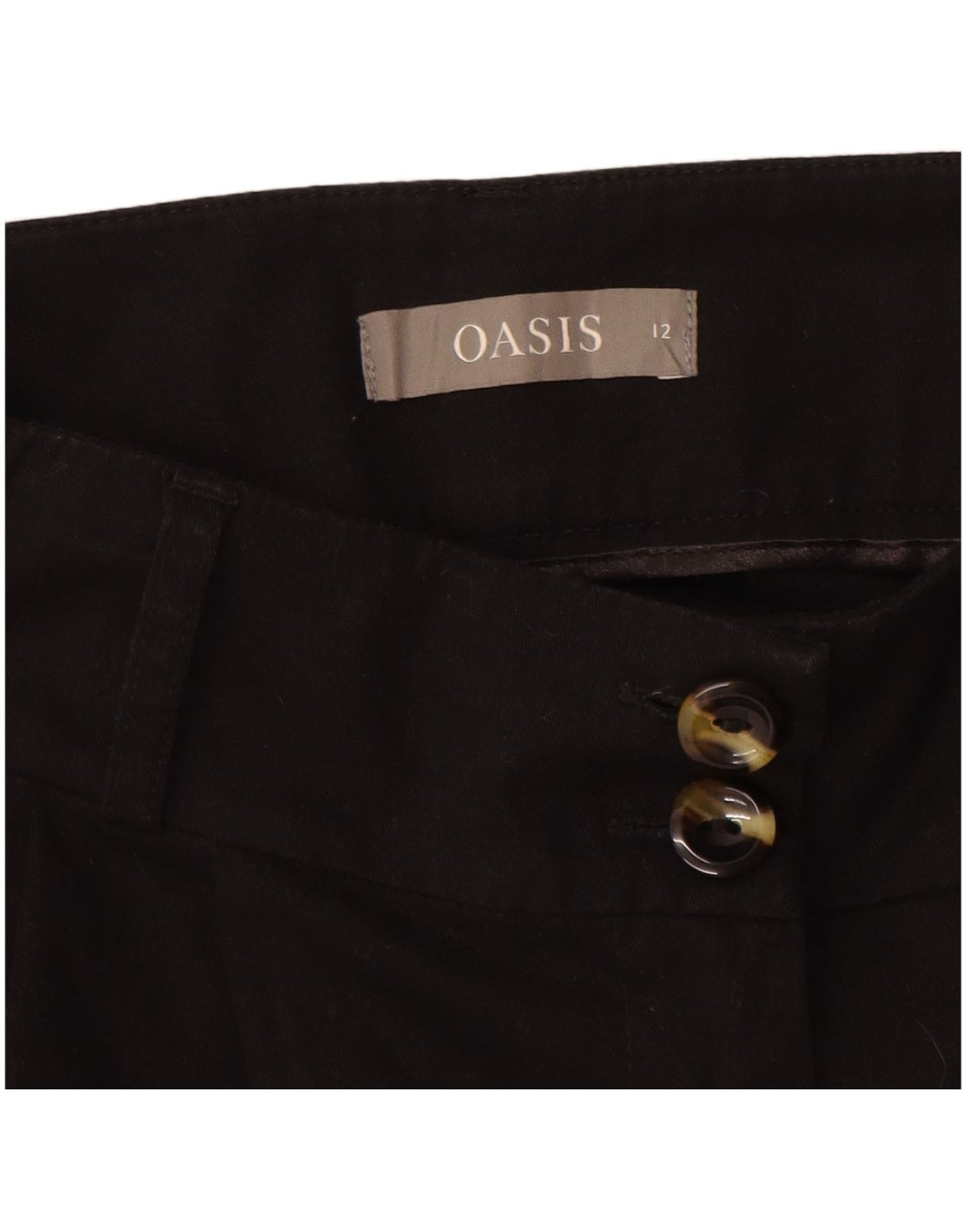 Oasis Damen Chinoshorts UK 12 Medium W32 Schwarze Baumwolle