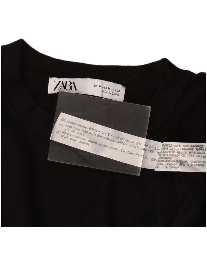 Zara Damen-Pullover mit Rundhalsausschnitt, Gr. 14, mittlere schwarze Viskose