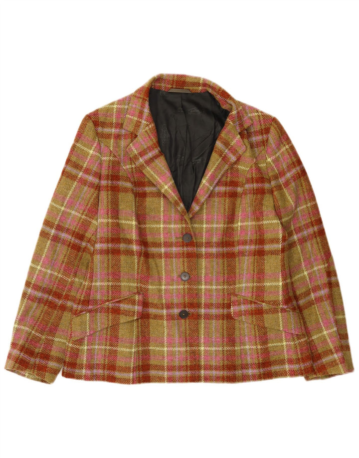 Vintage Damen 3-Knopf-Blazerjacke IT 50 XL Mehrfarbig kariert