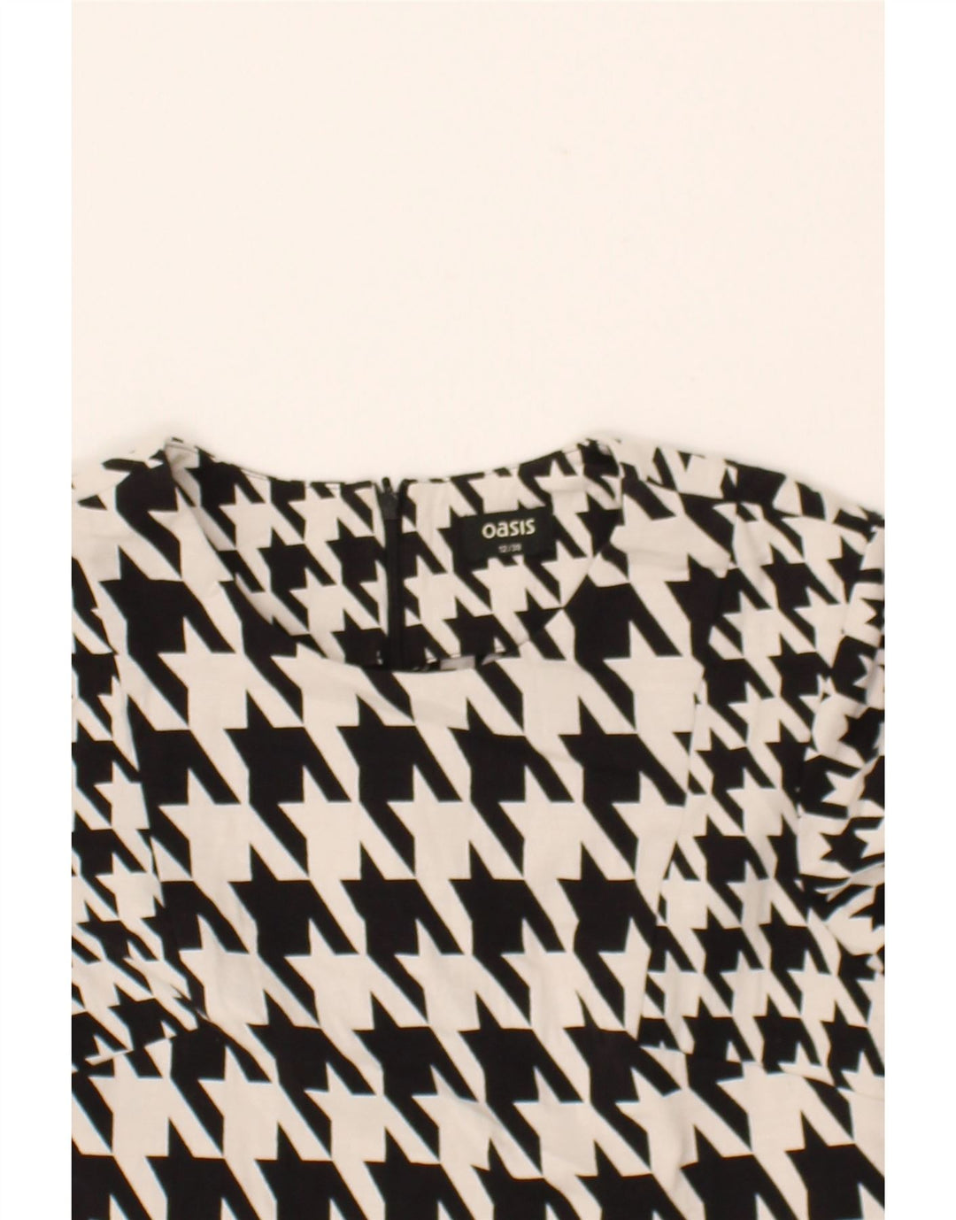 OASIS Womens A-Line Dress UK 12 Medium White Houndstooth Cotton Vintage Oasis and Second-Hand Oasis from Messina Hembry 
