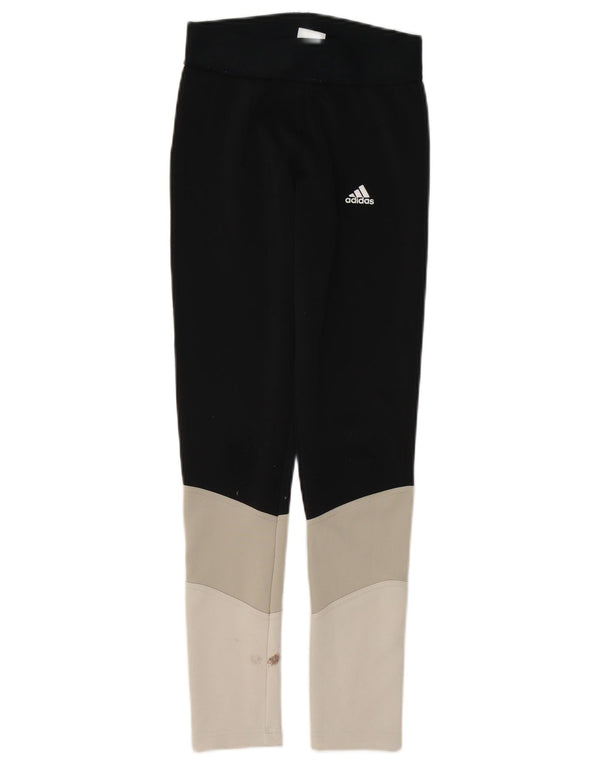 Adidas Damen Leggings UK 4/6 XS Schwarz Colourblock Polyester