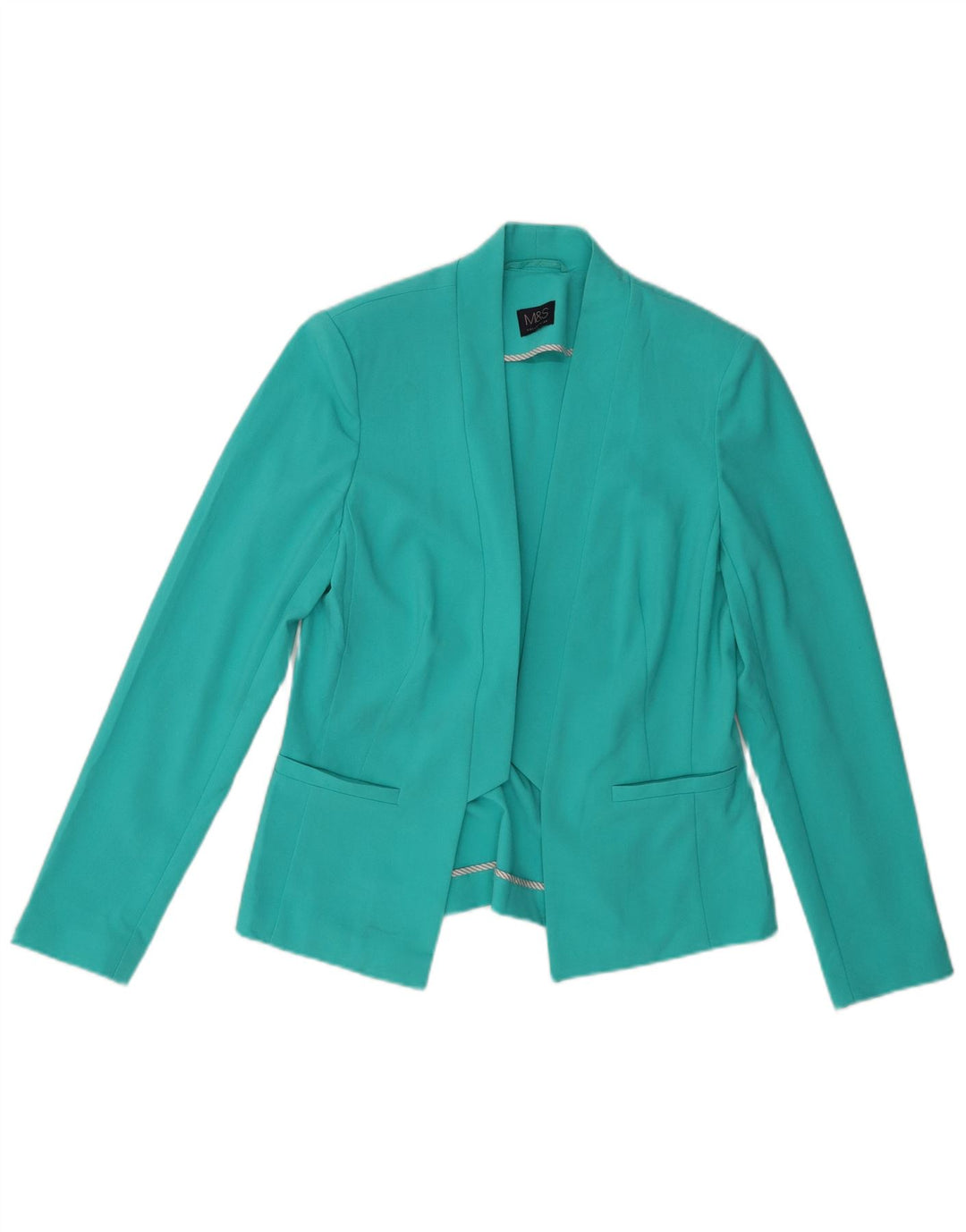Marks & Spencer Offene Damen-Blazerjacke UK 10 Small Türkis Polyester