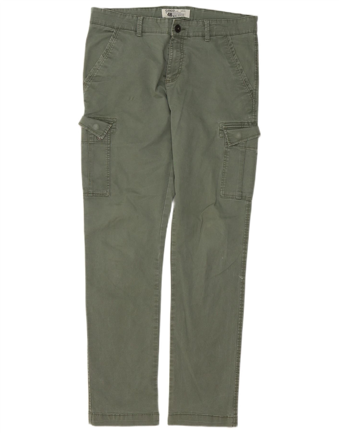 OVS Herren Slim Cargohose IT 48 Medium W34 L33 Grüne Baumwolle