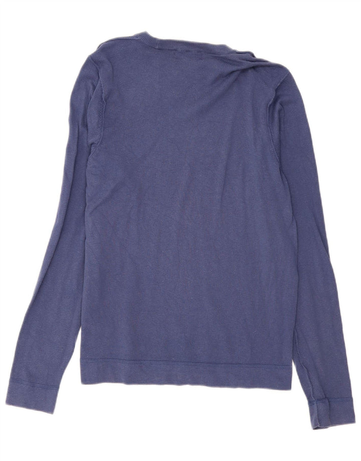Zara Herren-Oberteil mit Grafik, langärmelig, mittelgroß, marineblau, geometrische Baumwolle