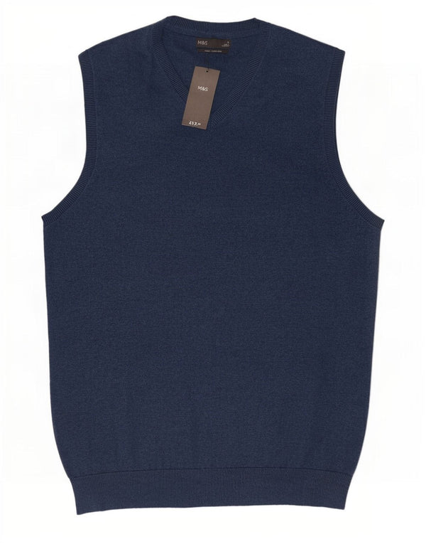 Marks & Spencer Herren-Weste, Tanktop, groß, marineblau, Baumwolle