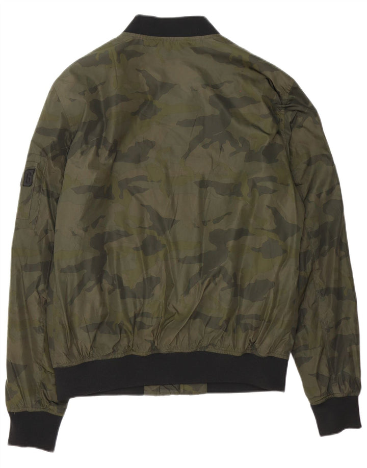 Grafische Herren-Bomberjacke von Zara, Gr. 40, groß, grünes Camouflage-Polyester