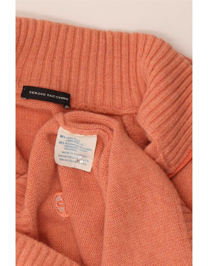 Sergio Tacchini Herren-Pullover mit Reißverschluss am Hals, mittelorange Wolle
