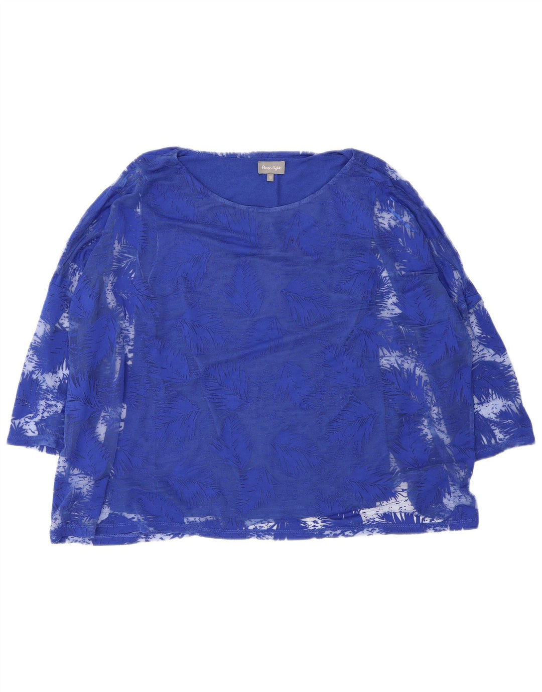 Phase Eight Damen-Oversize-Top mit 3/4-Ärmeln, UK-Größe 12, Mittelblau mit Blumenmuster