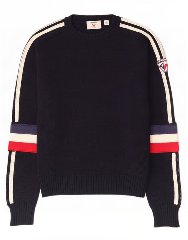 Rossignol Mens Boat Neck Jumper Sweater Small Navy Blue Colourblock
