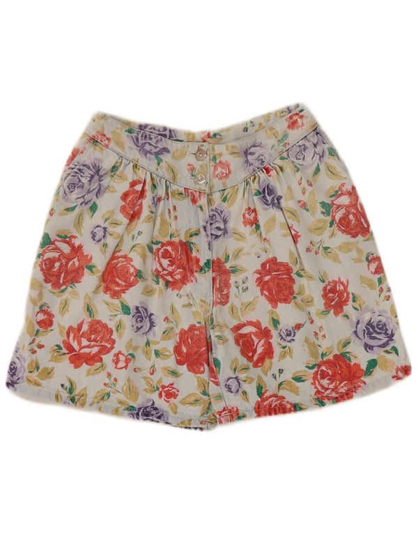 Vintage Damen Denim-Shorts mit Pegged-Motiv, Größe 40, Größe S, W25, mehrfarbig, geblümt