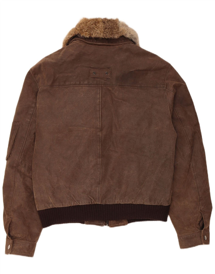 Vintage Herren Bomber Wildlederjacke EU 52 XL Braunes Leder