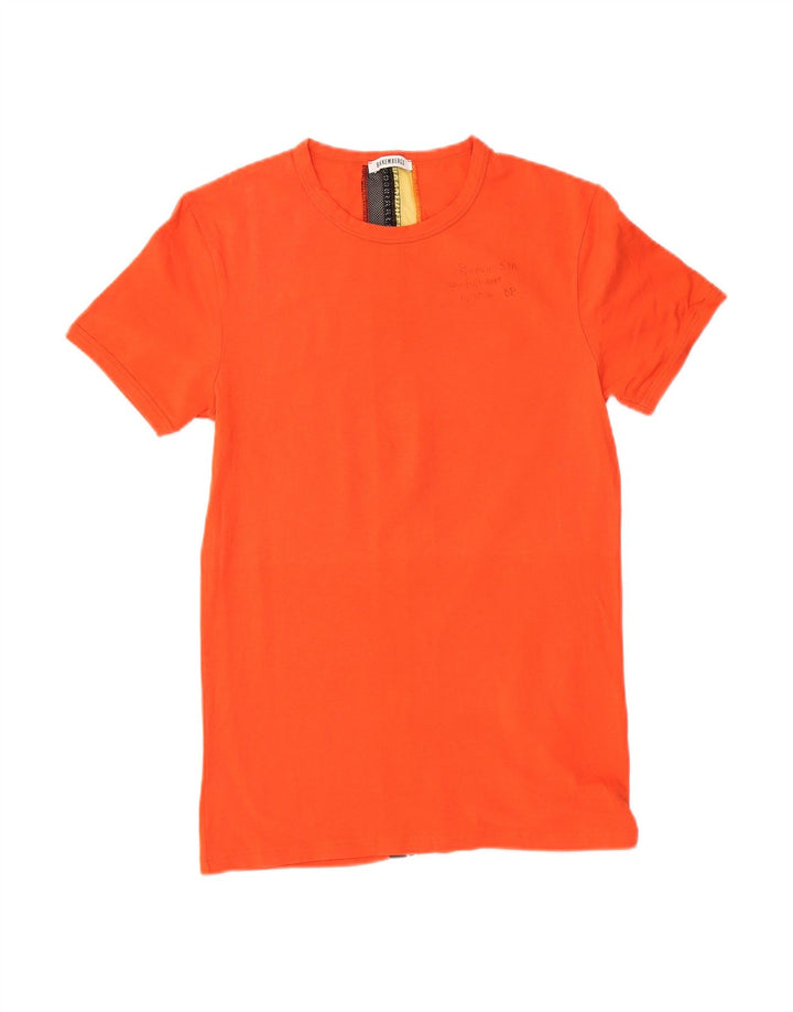 BIKKEMBERGS Mens Graphic T-Shirt Top Medium Orange Cotton