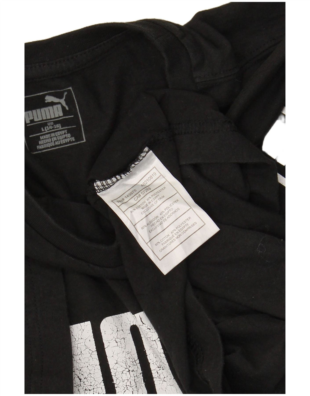 PUMA Jungen T-Shirt mit Grafik, 13–14 Jahre, Größe L, schwarze Baumwolle