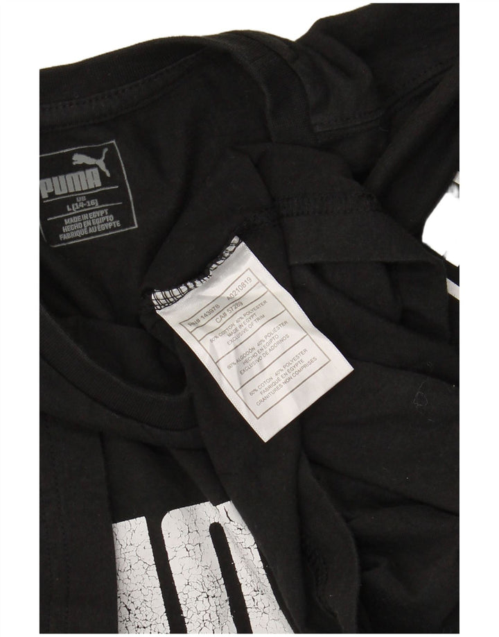 PUMA Jungen T-Shirt mit Grafik, 13–14 Jahre, Größe L, schwarze Baumwolle