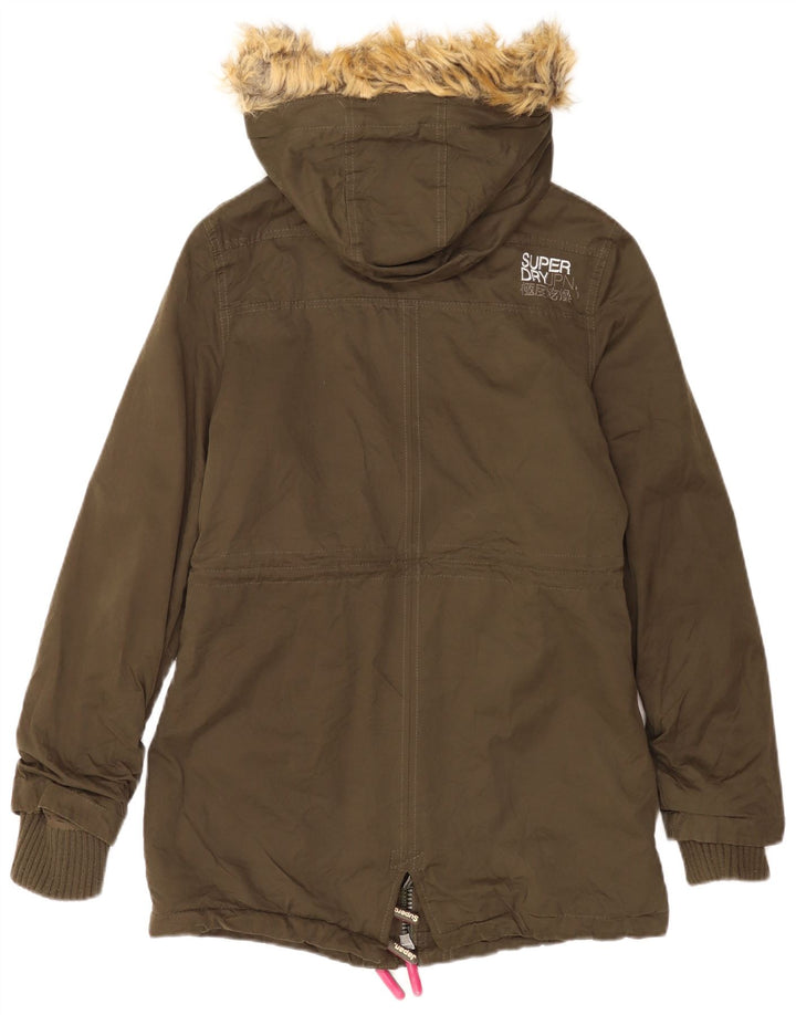 Superdry Damen The Windparka Hooded Parka Jacke UK 14 Medium Khaki