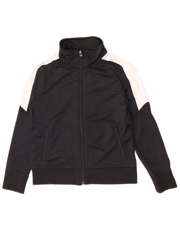Puma Jungen-Trainingsanzug-Top-Jacke, 7–8 Jahre, Größe S, Schwarz, Farbblock-Polyester