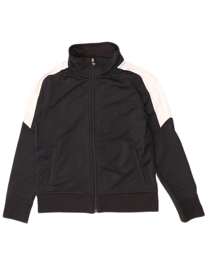 Puma Jungen-Trainingsanzug-Top-Jacke, 7–8 Jahre, Größe S, Schwarz, Farbblock-Polyester