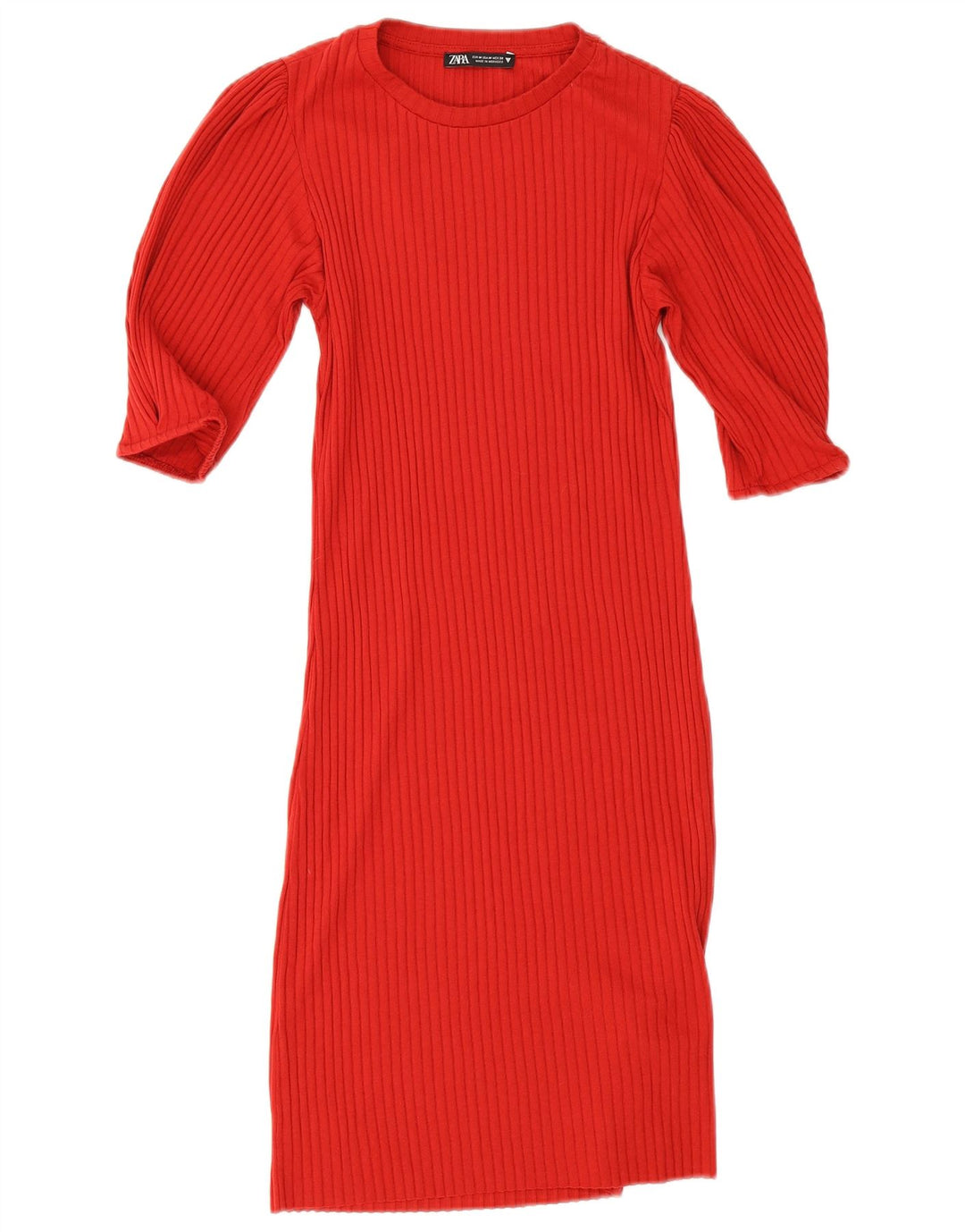 Zara Damen Strick-Bodycon-Kleid UK 12 Mittelrot