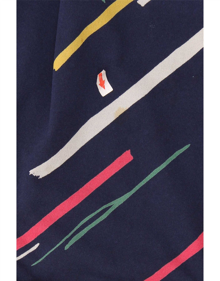Vintage Damen A-Linie Kleid IT 42 Medium Marineblau gestreift Polyester
