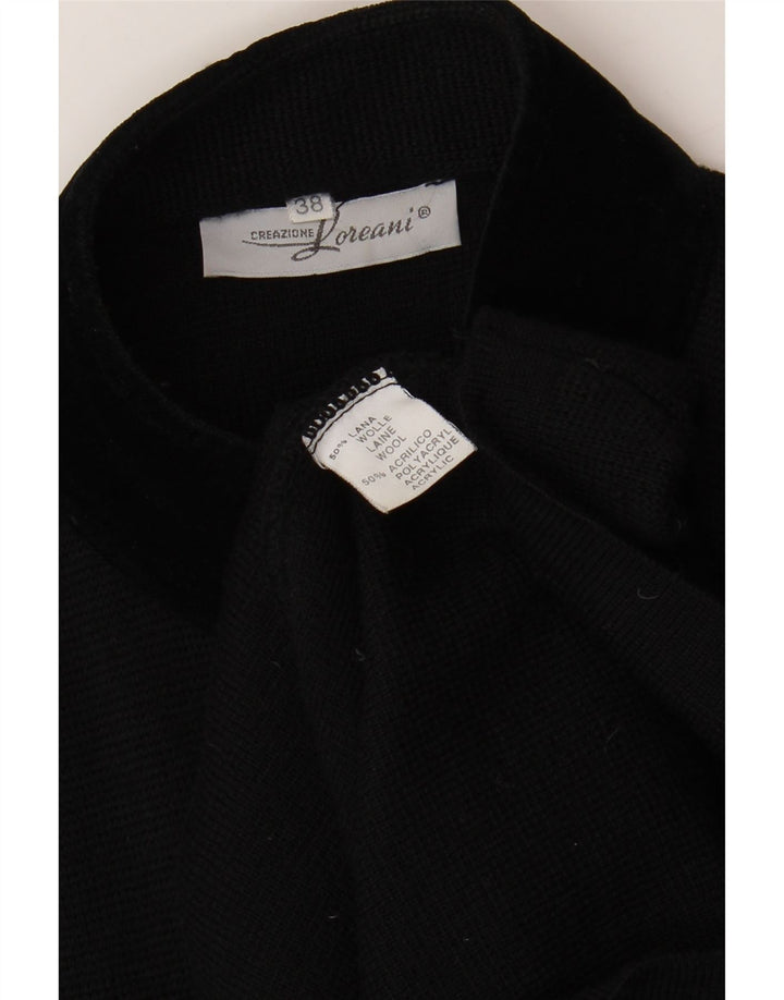 VINTAGE Womens 5 Button Longline Blazer Jacket EU 38 Medium Black Floral Vintage Vintage and Second-Hand Vintage from Messina Hembry 