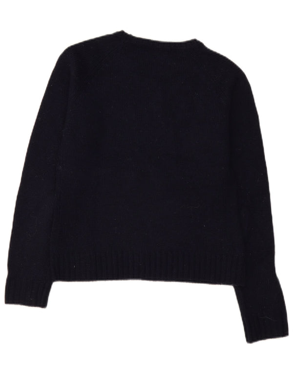 Zara Damen-Pullover mit U-Boot-Ausschnitt, Gr. 12, mittleres Marineblau, Acryl