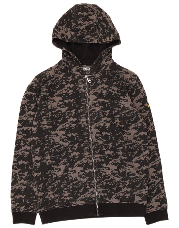 Lyle & Scott Jungen-Kapuzenpullover mit abstraktem Muster und Reißverschluss, 15–16 Jahre, Schwarz