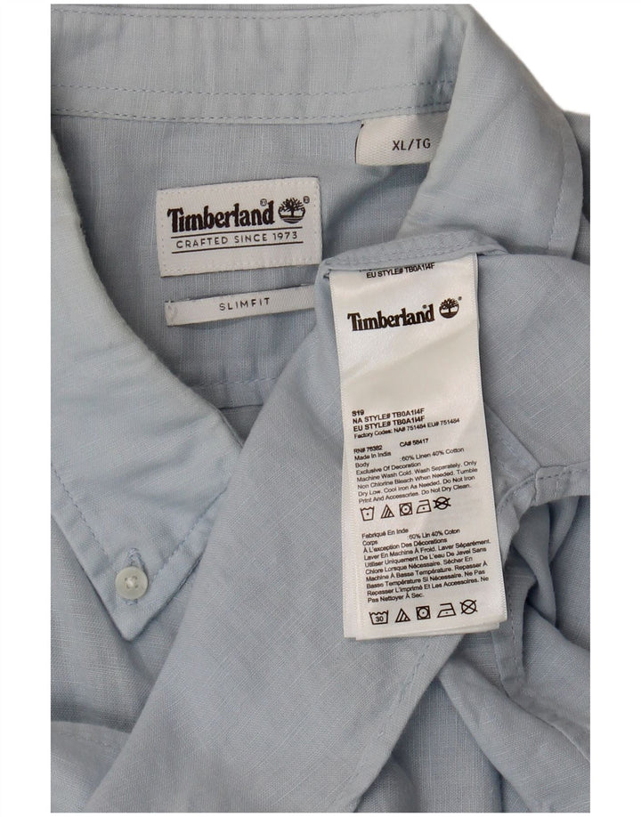 Timberland Herren Slim Fit Hemd XL Blaues Leinen