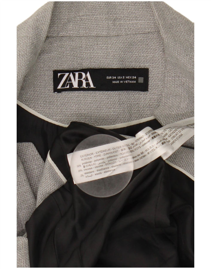 Zara Damen 1-Knopf-Blazerjacke EU 34 2XS Graues Polyester