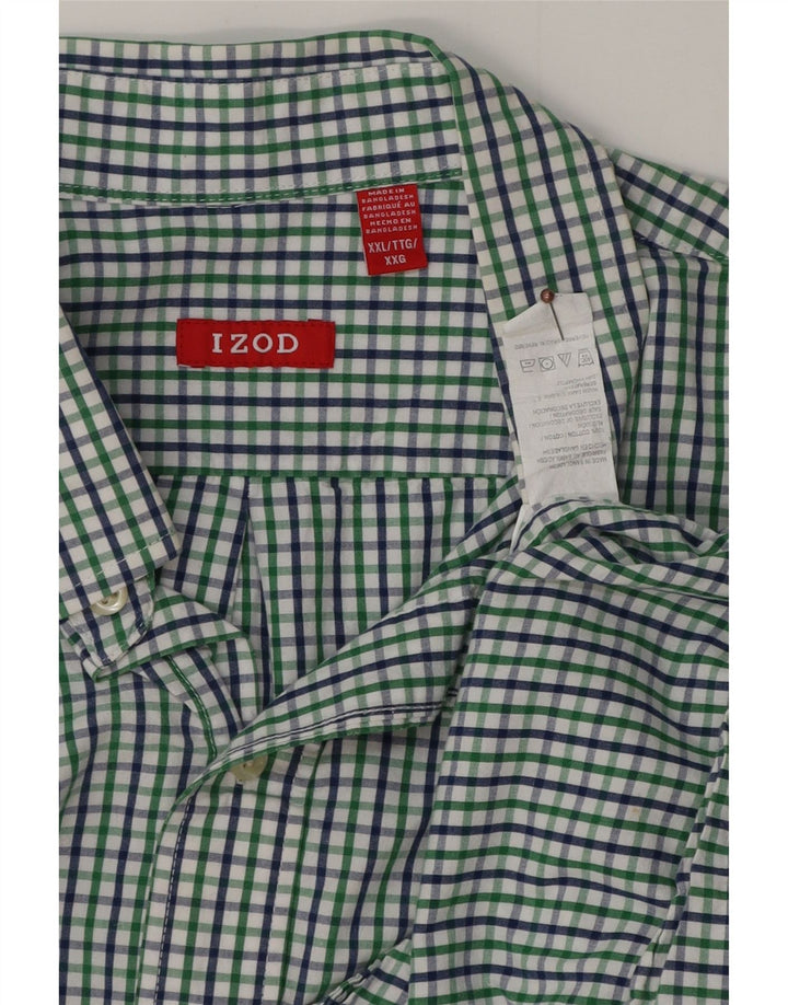 IZOD Herrenhemd 2XL, grüne Gingham-Baumwolle