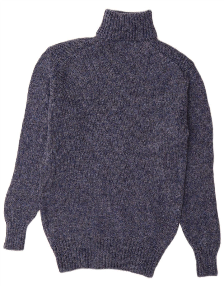 Vintage Herren Rollkragenpullover Pullover Kleine blaue Schurwolle