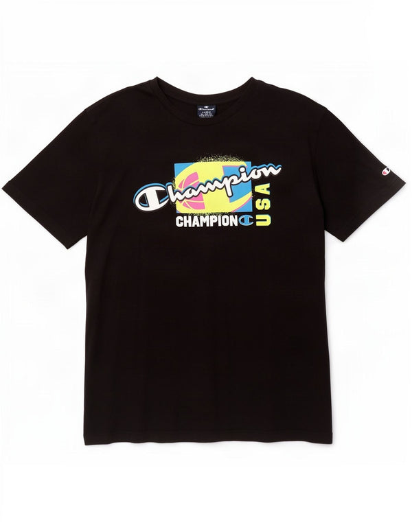 Champion Herren-T-Shirt mit Grafik, groß, aus schwarzer Baumwolle