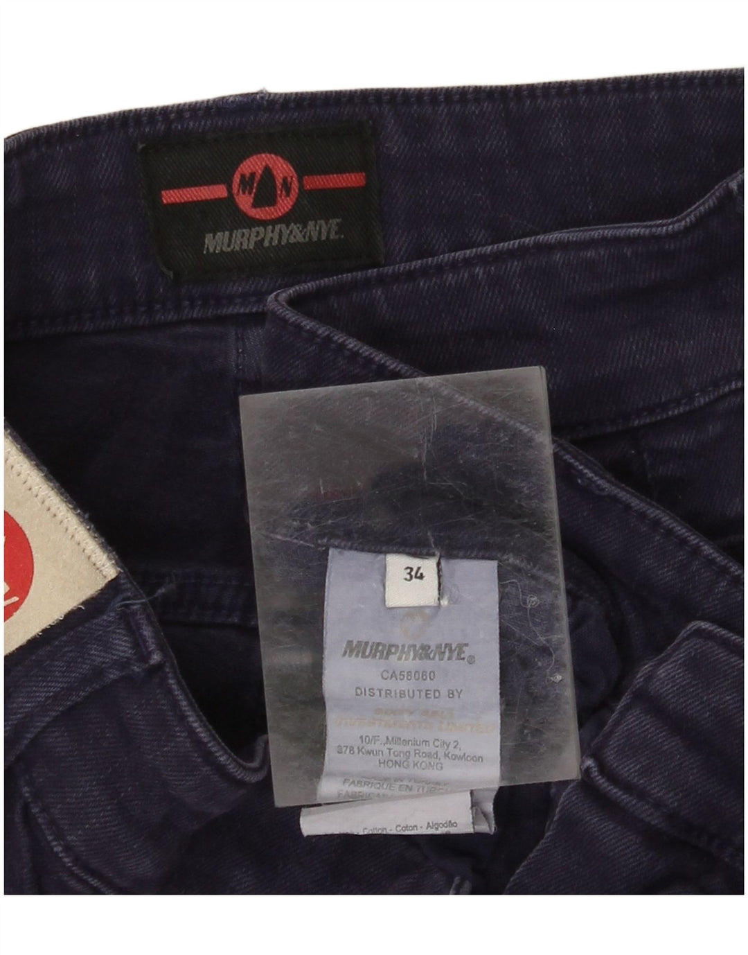 MURPHY & NYE Herren Slim Jeans W34 L34 Marineblaue Baumwolle