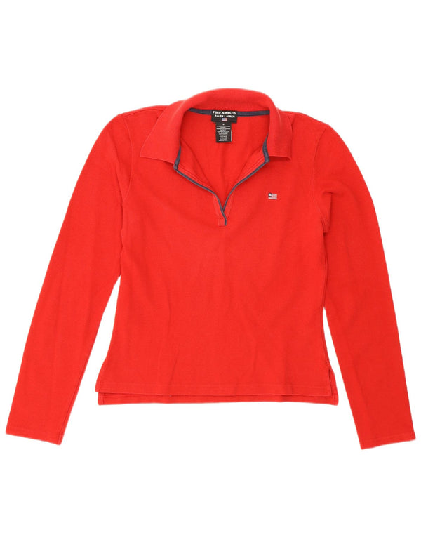 Ralph Lauren Langarm-Poloshirt für Damen, UK 10, Größe S, Rot, Baumwolle