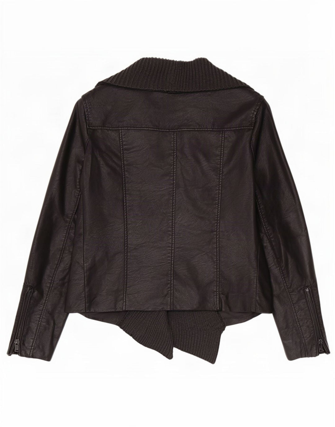 Cavalini Offene Damen-Bikerjacke aus Kunstleder UK 18 XL Schwarz Polyurethan