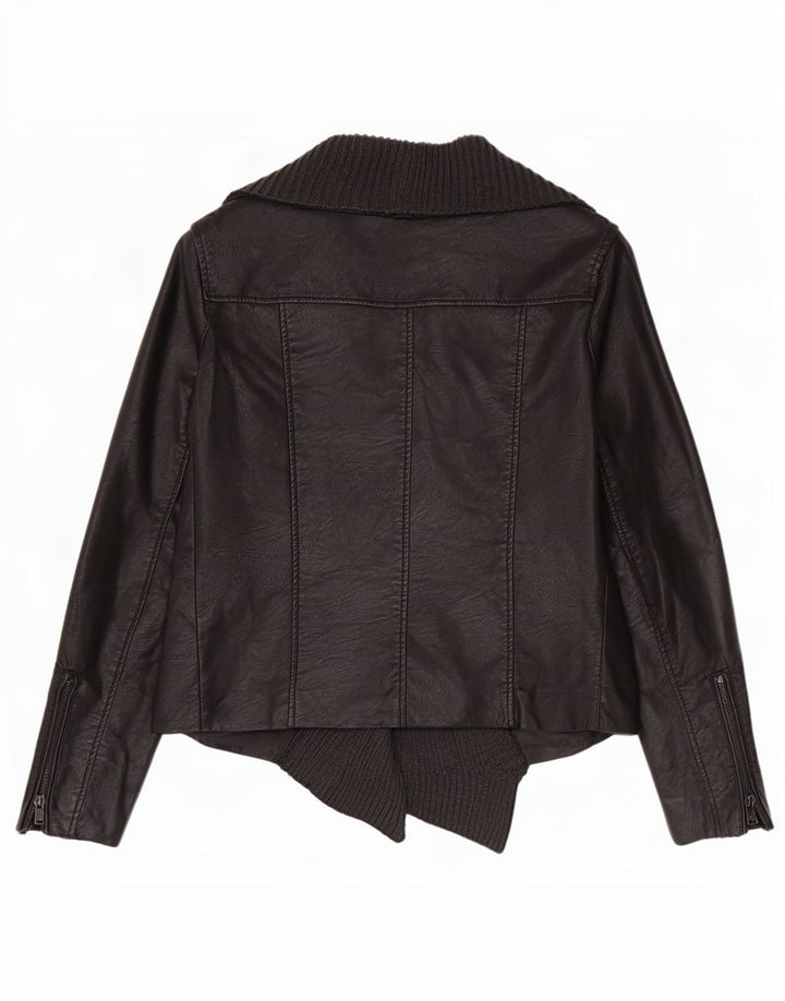 Cavalini Offene Damen-Bikerjacke aus Kunstleder UK 18 XL Schwarz Polyurethan
