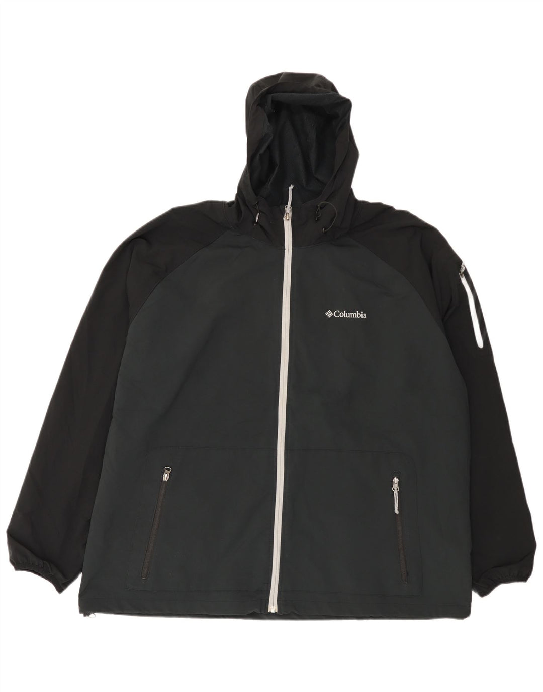 Columbia Herren-Trainingsanzug mit Kapuze, Top-Jacke, 2XL, schwarzes Farbblock-Polyester