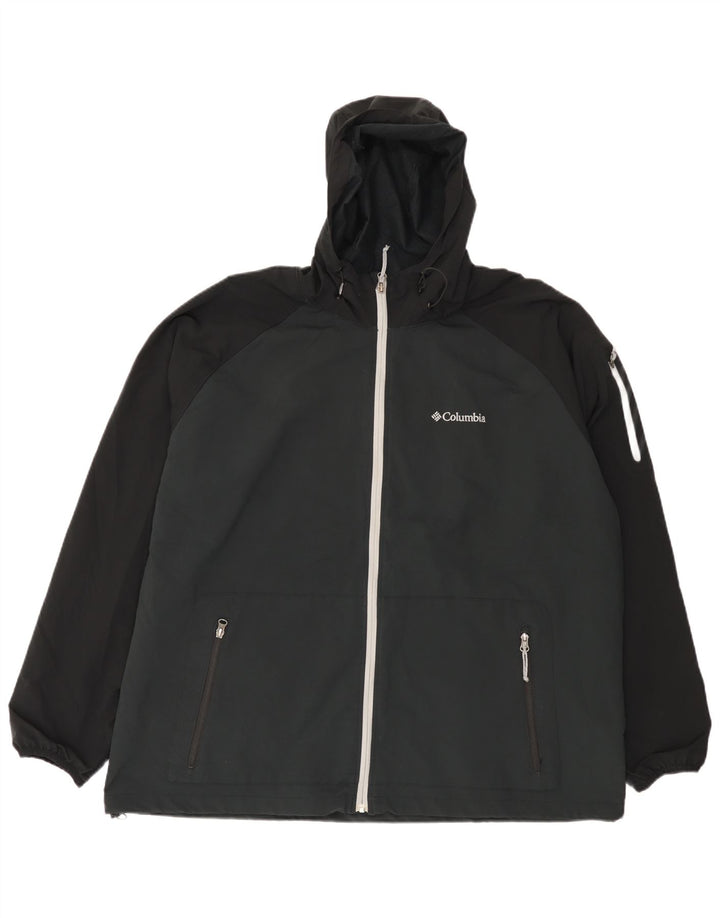 Columbia Herren-Trainingsanzug mit Kapuze, Top-Jacke, 2XL, schwarzes Farbblock-Polyester