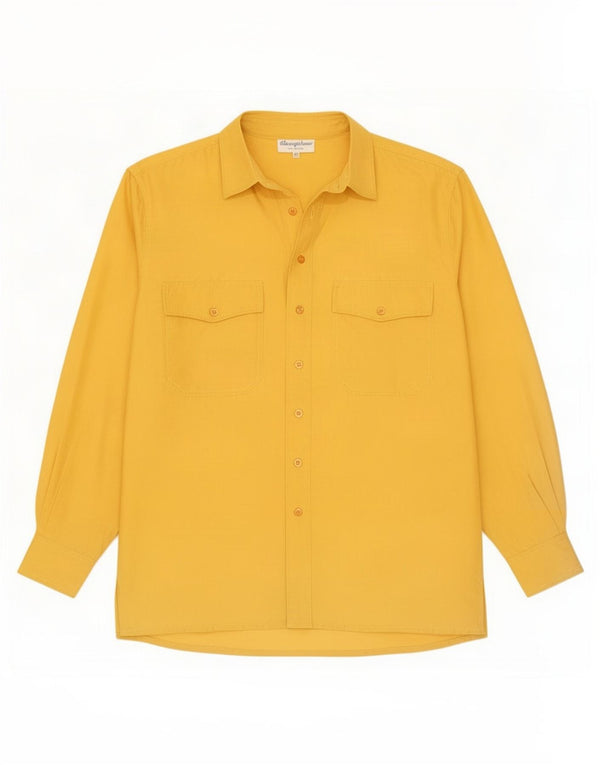 Vintage Mens Shirt Medium Yellow Silk