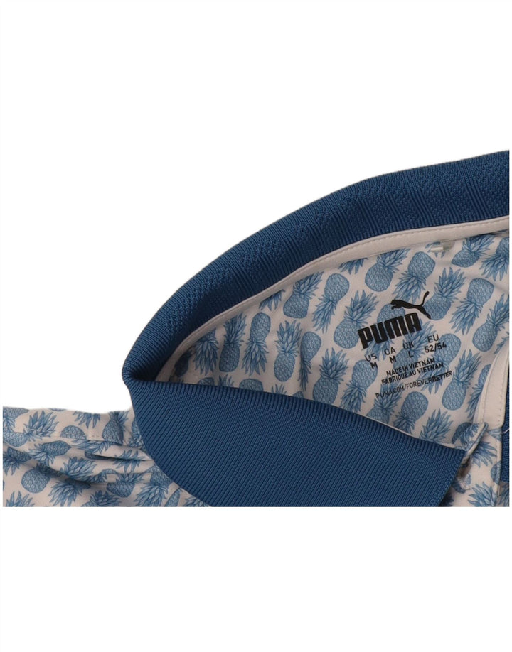 Puma Herren Poloshirt mit abstraktem Muster, groß, Blau, Festival
