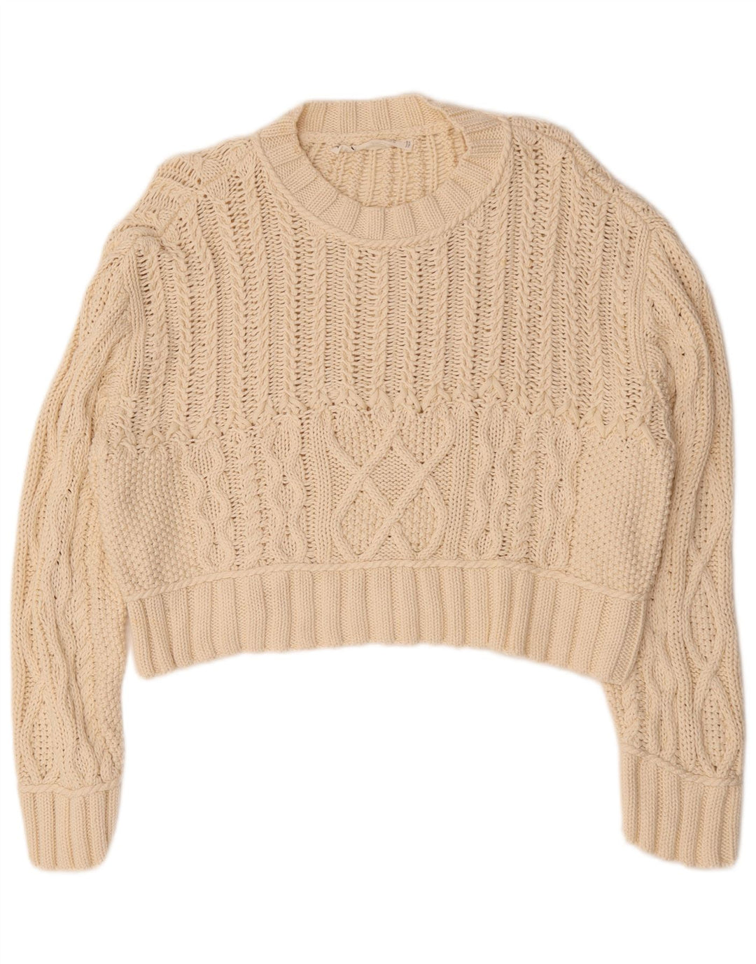 Zara Damen-Pullover, übergroß, mit Rundhalsausschnitt, Gr. 14, Mittelbeige