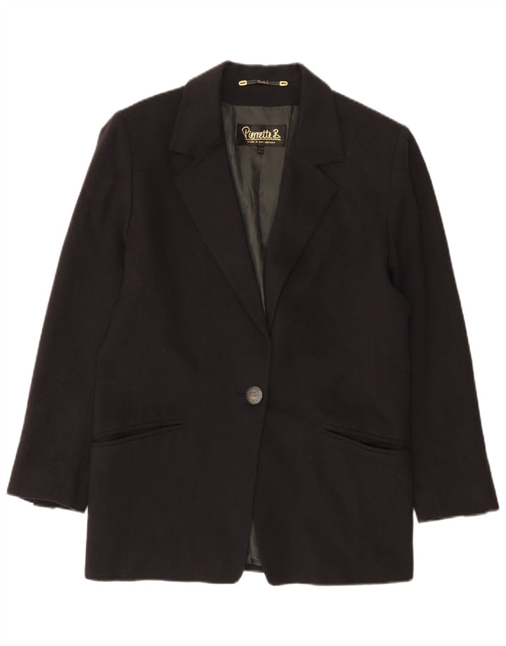 Vintage Damen Blazerjacke mit 1 Knopf, EU 36, kleine schwarze Wolle