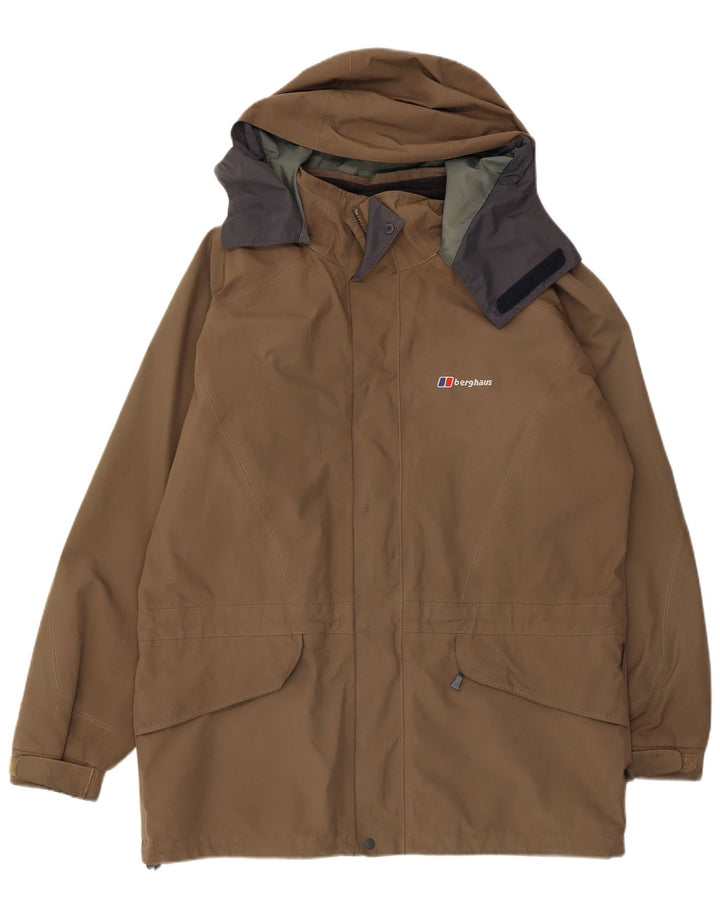 Berghaus Herren-Windbreakerjacke mit Kapuze, UK 40, großes braunes Nylon