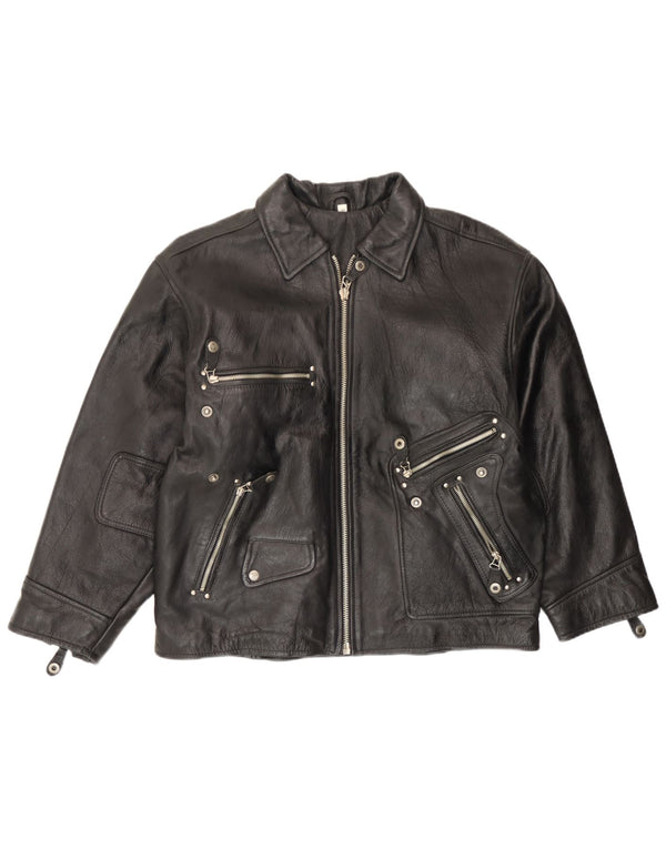 Vintage Herren Lederjacke EU 54 2XL Schwarzes Leder