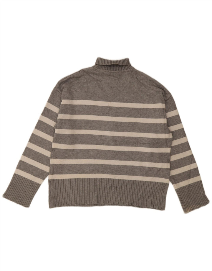 Zara Damen-Pullover mit Rollkragen, übergroß, Gr. 10, klein, grau gestreift