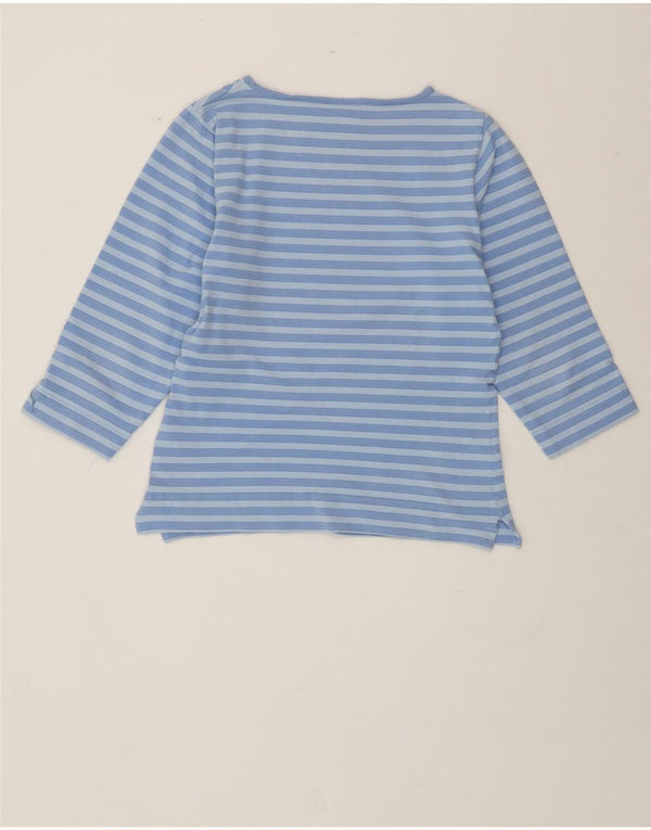 PUMA Damen Crop Top 3/4 Ärmel UK 14 Mittelblau gestreift Baumwolle