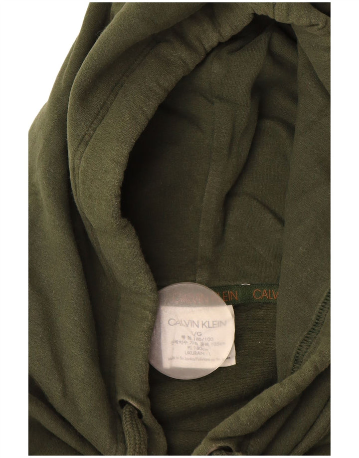 CALVIN KLEIN Damen Übergroßer grafischer Kapuzenpullover UK 16 Large Khaki