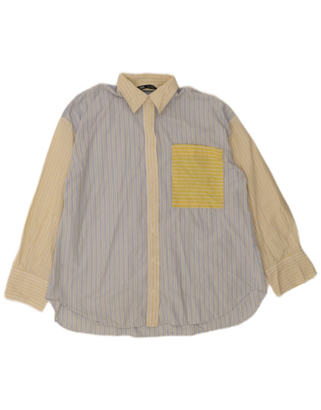 Zara Damen-Oversize-Hemd, UK 10, klein, blau gestreift, Baumwolle
