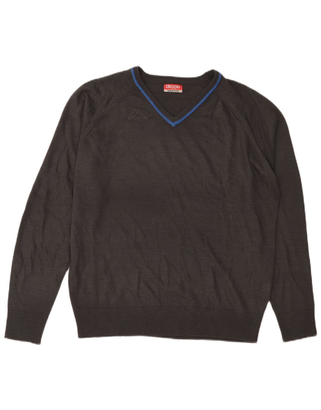 KAPPA Herren-Pullover mit V-Ausschnitt, mittelgraues Acryl