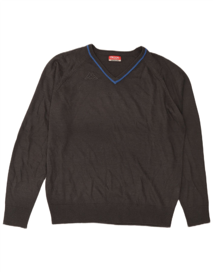 KAPPA Herren-Pullover mit V-Ausschnitt, mittelgraues Acryl